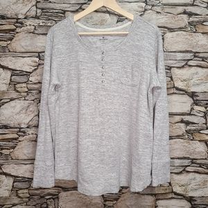 Woolrich Mens Henley Ribbed Pullover Shirt Size XXL 2XL Gray Heather Long Sleeve